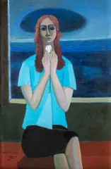 Halim Habashy, By The Window, oil on board