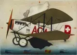 Alois Janák, Flugzeug, Farbradierung auf Papier