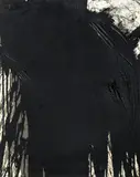 Hermann Nitsch, Ohne Titel (Schwarzes Schüttbild), Öl auf Jute