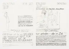 Tschibbi Wich, Verhalten und Bewegungen (2-teilig), Zeichnung auf Papier