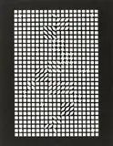 Tlinko (weiß auf schwarz) by Victor Vasarely, Siebdruck auf schwarzem Karton, sold Jun 2016
