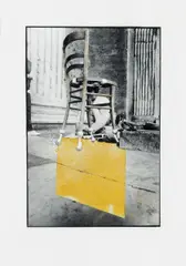 Gerhard Schebler, "Unisolierter Stuhl", Collage auf Pappe
