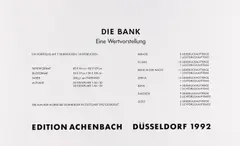 Thomas Huber, Die Bank. Eine Wertvorstellung, Siebdruck, Lichtdruck auf Fabriano Bütten