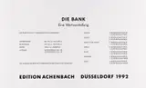 Thomas Huber, Die Bank. Eine Wertvorstellung, Siebdruck, Lichtdruck auf Fabriano Bütten