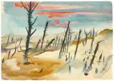 Max Pechstein, Der tote Wald - Lonske Düne, Aquarell auf PMFabriano (Wasserzeichen)