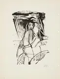 Karl Hofer, Aus: "Adolf von Hatzfeld - Liebesgedichte" (VII), Lithografie auf Velin (rechter Randbereich gelocht)
