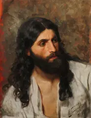 Henryk Siemiradzki, Portrait of a Bearded Man-, Oil on canvas
