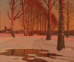 Mikhail Germashev, Winter Glow, Oil on canvas