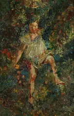 Plinio Nomellini, Prancing Child, Oil on canvas