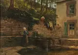 Émile Isenbart, The Village Fountain, Oil on canvas