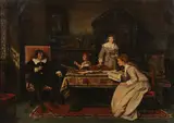 Mihály Munkácsy, The Blind Milton dictating "Paradise Lost" to His Daughters -, Oil on canvas