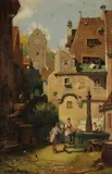 The Gift of Flowers by Carl Spitzweg, Oil on Canvas Board, sold Jul 2019
