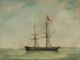 Antonio Jacobsen, The Two-Masted Schooner Speck, Oil on board