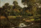 Thaddeus Welch, A Marsh Scene,, Oil on canvas board