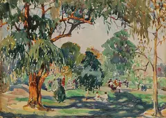 Lawrence Nelson Wilbur, Central Park New York in Summer -, Watercolor on paper