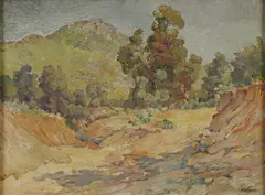Charles A. Fries, Dry Arroyo, Oil on board