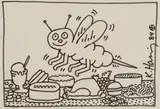 Keith Haring, Banquet Bee -, Black marker on scrap paper