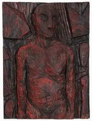 Philippe Cognée, Untitled -, Carved and polychrome wood relief