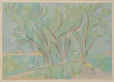 Andrew Dasburg, Trees in Ranchitos, Color lithograph
