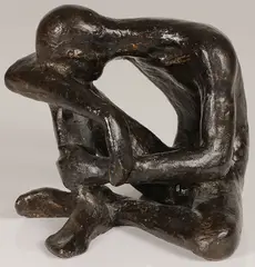 Introspective by Victor Salmones, Bronze with dark brown patina, sold Jul 2019