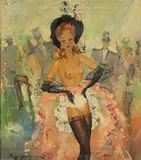 A French Dance Hall Girl - by Attributed to & studio of Jean-Gabriel Domergue, Oil on canvas, sold Jul 2019