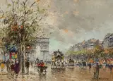 Antoine Blanchard, Arc de Triomphe, Champs-Élysées, Paris, Oil on canvas