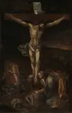 The Crucified Christ with Mary Magdalene at the foot of the cross. by Italian School, Oil on canvas, sold Jul 2019