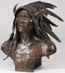 Ernest Berke, Sioux Warrior Chief Crazy Horse-, Bronze with dark bronze patina