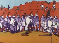 Fritz Scholder, Dancers at Zuni-, Colored lithograph