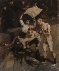 Archibald Standish Hartrick, Out of Breath-, Oil on artist board