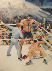 Joseph Golinkin, The Long Count, Watercolor on paper