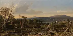 Levi Wells Prentice, Expansive Hudson River Landscape-, Oil on canvas