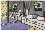 Roy Lichtenstein, Wallpaper with Blue Floor Interior –, Silkscreen in colors on five panels