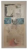 Robert Rauschenberg, Ringer –, Offset lithograph and screen-print in colors transferred to collage of paper bag, cheesecloth, China silk, silk, and satin