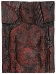 Philippe Cognée, Untitled –, Carved and polychrome wood relief