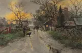 Frank F. English, Evening glow, Watercolor on paper