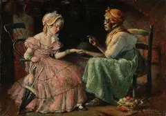 The Love Line by Harry Roseland, Oil on canvas, sold Nov 2018