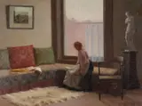 Eleanor Grace Uhl, A Housekeeper’s Pause –, Oil on canvas mounted on board