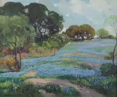 Frederick William Becker, Blue Bonnets, Oil on canvas