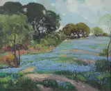 Frederick William Becker, Blue Bonnets, Oil on canvas