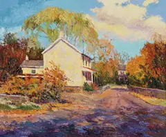 Ray Overpeck, Autumn In Carversville, Oil on canvas