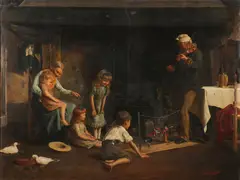 Interior Scene of Family Fun by Alessandro Sani, Oil on canvas, sold Nov 2018