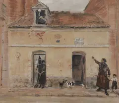 La Maison où l'on dispute by Jean-François Raffaëlli, Watercolor and gouache, sold Nov 2018