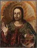 Spanish School, Salvator Mundi, Oil on copper