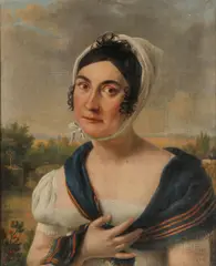 Portrait of a Young Woman in Outdoor Setting by Merry-Joseph Blondel, Oil on canvas, sold Nov 2018