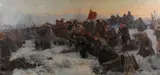 Ivan Vasilevich Evstigneev, Winter Front Charge WWI, Oil on canvas