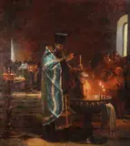 Stanislav Semenovich Molodykh, The Baptism –, Oil on canvas