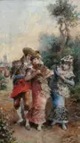 José Denis Belgrano, The Secret & A Courting Scene –, Oil on wood panel in matching gilt frames