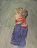 Frank Skarbina, Bust Profile of a Young Military Officer, Watercolor on paper