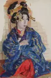 Willem Dooyewaard, A Geisha –, Oil and tempera on card